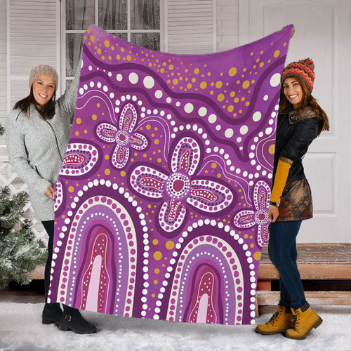 Australia Aboriginal Blanket - Dot painting illustration in Aboriginal style Pink Blanket Australia Aboriginal Blanket - Dot painting illustration in Aboriginal style Pink Blanket