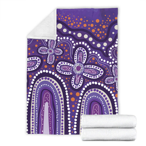 Australia Aboriginal Blanket - Dot painting illustration in Aboriginal style Purple Blanket Australia Aboriginal Blanket - Dot painting illustration in Aboriginal style Purple Blanket