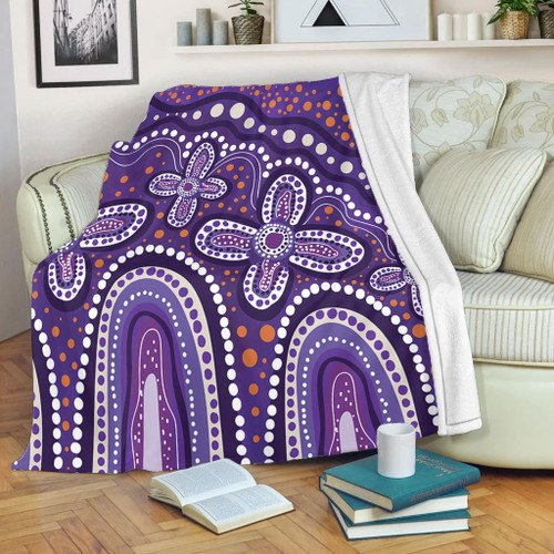 Australia Aboriginal Blanket - Dot painting illustration in Aboriginal style Purple Blanket Australia Aboriginal Blanket - Dot painting illustration in Aboriginal style Purple Blanket