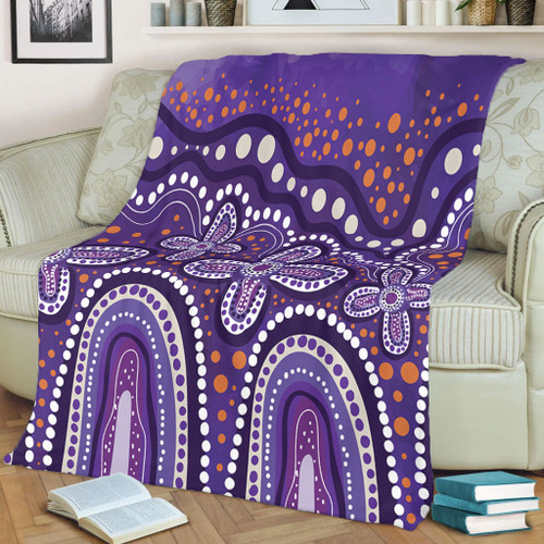 Australia Aboriginal Blanket - Dot painting illustration in Aboriginal style Purple Blanket Australia Aboriginal Blanket - Dot painting illustration in Aboriginal style Purple Blanket