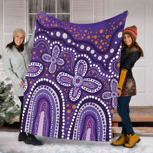 Australia Aboriginal Blanket - Dot painting illustration in Aboriginal style Purple Blanket Australia Aboriginal Blanket - Dot painting illustration in Aboriginal style Purple Blanket