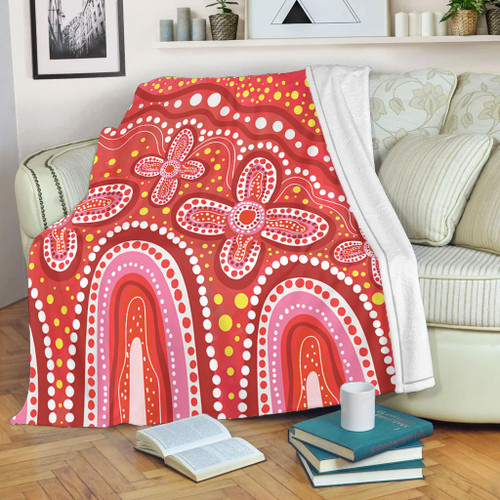 Australia Aboriginal Blanket - Dot painting illustration in Aboriginal style Red Blanket Australia Aboriginal Blanket - Dot painting illustration in Aboriginal style Red Blanket