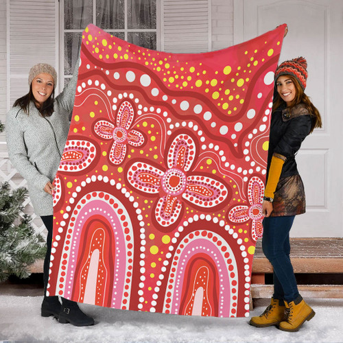 Australia Aboriginal Blanket - Dot painting illustration in Aboriginal style Red Blanket Australia Aboriginal Blanket - Dot painting illustration in Aboriginal style Red Blanket