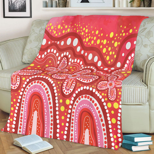 Australia Aboriginal Blanket - Dot painting illustration in Aboriginal style Red Blanket Australia Aboriginal Blanket - Dot painting illustration in Aboriginal style Red Blanket