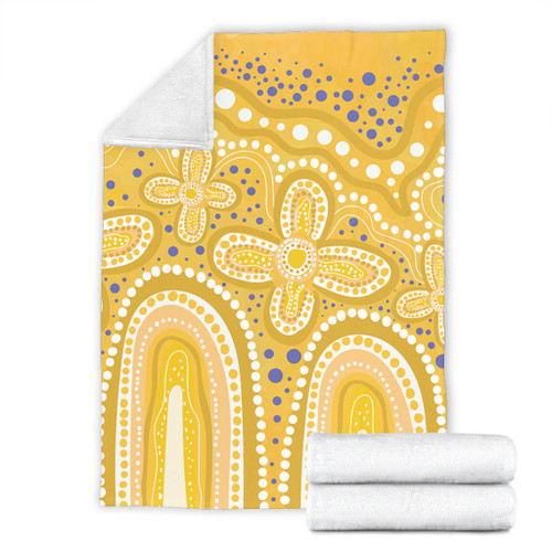 Australia Aboriginal Blanket - Dot painting illustration in Aboriginal style Yellow Blanket Australia Aboriginal Blanket - Dot painting illustration in Aboriginal style Yellow Blanket