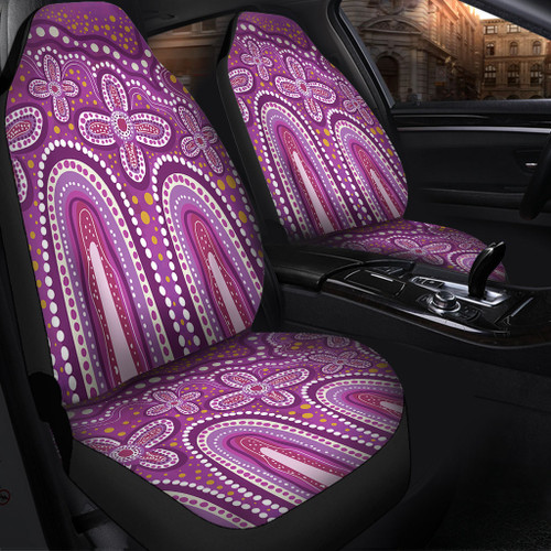 Australia Aboriginal Car Seat Cover - Dot painting illustration in Aboriginal style Pink Car Seat Cover