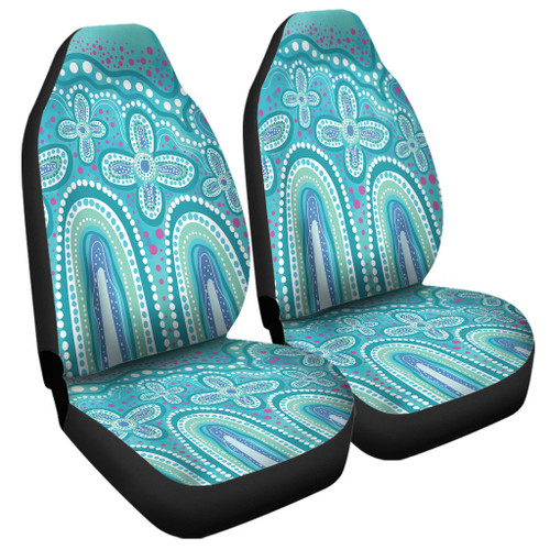Australia Aboriginal Car Seat Cover - Dot painting illustration in Aboriginal style Turquoise Car Seat Cover Australia Aboriginal Car Seat Cover - Dot painting illustration in Aboriginal style Turquoise Car Seat Cover
