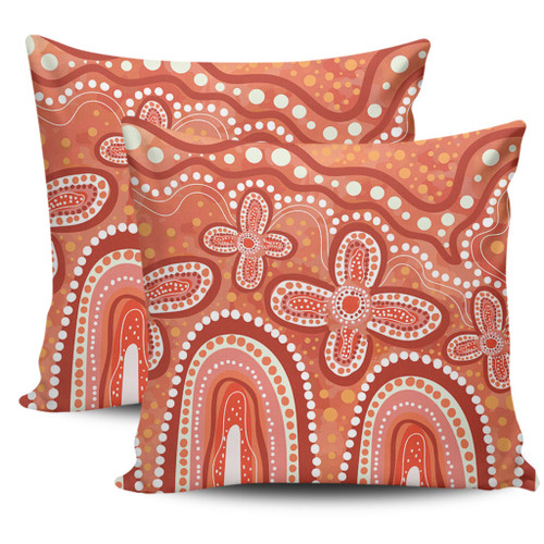 Australia Aboriginal Pillow Cases - Dot painting illustration in Aboriginal style Orange Pillow Cases