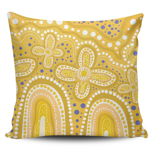 Australia Aboriginal Pillow Cases - Dot painting illustration in Aboriginal style Yellow Pillow Cases Australia Aboriginal Pillow Cases - Dot painting illustration in Aboriginal style Yellow Pillow Cases