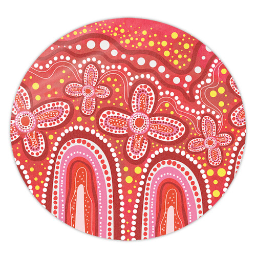 Australia Aboriginal Round Rug - Dot painting illustration in Aboriginal style Red Round Rug Australia Aboriginal Round Rug - Dot painting illustration in Aboriginal style Red Round Rug