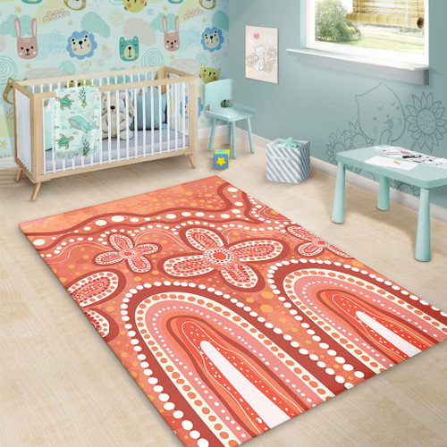 Australia Aboriginal Area Rug - Dot painting illustration in Aboriginal style Orange Area Rug Australia Aboriginal Area Rug - Dot painting illustration in Aboriginal style Orange Area Rug