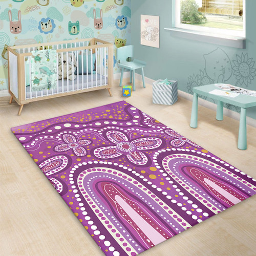 Australia Aboriginal Area Rug - Dot painting illustration in Aboriginal style Pink Area Rug Australia Aboriginal Area Rug - Dot painting illustration in Aboriginal style Pink Area Rug