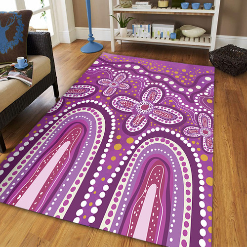 Australia Aboriginal Area Rug - Dot painting illustration in Aboriginal style Pink Area Rug Australia Aboriginal Area Rug - Dot painting illustration in Aboriginal style Pink Area Rug
