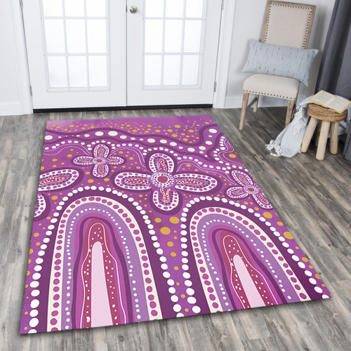 Australia Aboriginal Area Rug - Dot painting illustration in Aboriginal style Pink Area Rug Australia Aboriginal Area Rug - Dot painting illustration in Aboriginal style Pink Area Rug