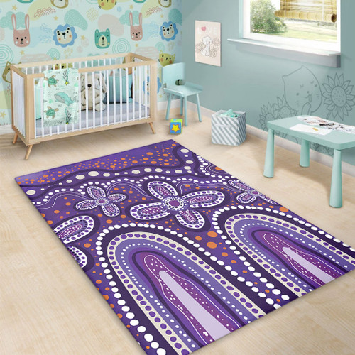 Australia Aboriginal Area Rug - Dot painting illustration in Aboriginal style Purple Area Rug Australia Aboriginal Area Rug - Dot painting illustration in Aboriginal style Purple Area Rug