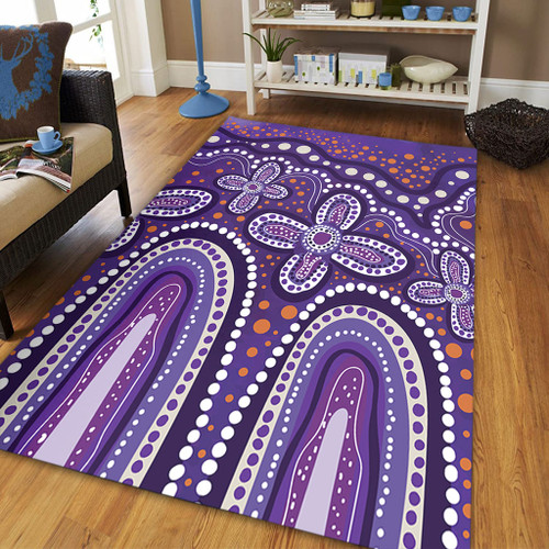 Australia Aboriginal Area Rug - Dot painting illustration in Aboriginal style Purple Area Rug Australia Aboriginal Area Rug - Dot painting illustration in Aboriginal style Purple Area Rug