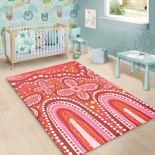 Australia Aboriginal Area Rug - Dot painting illustration in Aboriginal style Red Area Rug Australia Aboriginal Area Rug - Dot painting illustration in Aboriginal style Red Area Rug