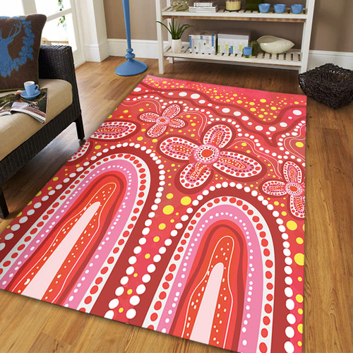 Australia Aboriginal Area Rug - Dot painting illustration in Aboriginal style Red Area Rug Australia Aboriginal Area Rug - Dot painting illustration in Aboriginal style Red Area Rug
