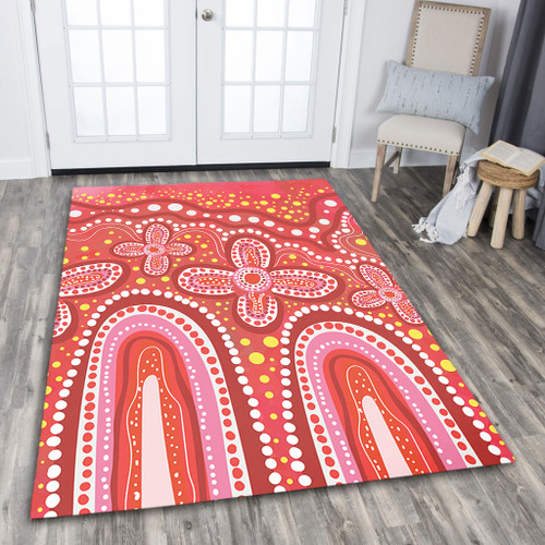 Australia Aboriginal Area Rug - Dot painting illustration in Aboriginal style Red Area Rug Australia Aboriginal Area Rug - Dot painting illustration in Aboriginal style Red Area Rug