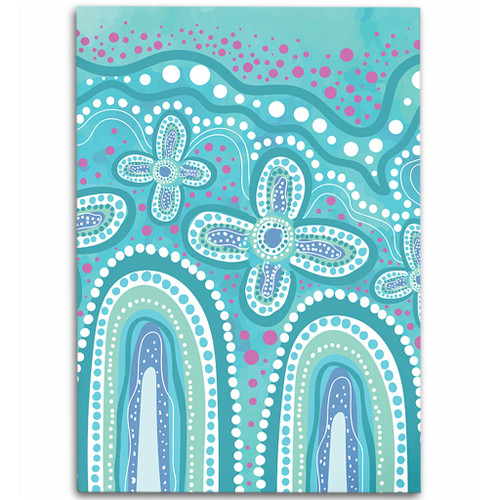 Australia Aboriginal Area Rug - Dot painting illustration in Aboriginal style Turquoise Area Rug Australia Aboriginal Area Rug - Dot painting illustration in Aboriginal style Turquoise Area Rug