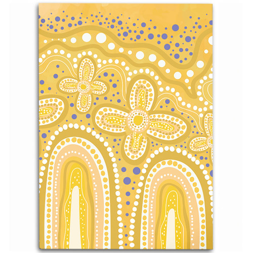 Australia Aboriginal Area Rug - Dot painting illustration in Aboriginal style Yellow Area Rug Australia Aboriginal Area Rug - Dot painting illustration in Aboriginal style Yellow Area Rug