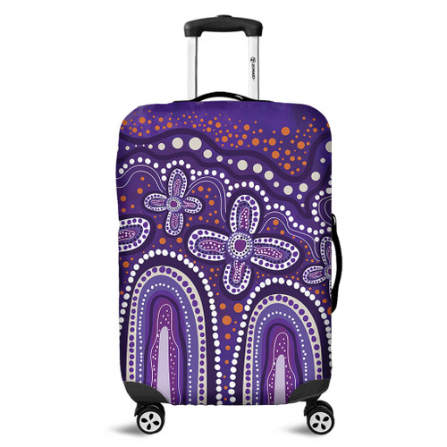 Australia Aboriginal Luggage Cover - Dot painting illustration in Aboriginal style Purple Luggage Cover Australia Aboriginal Luggage Cover - Dot painting illustration in Aboriginal style Purple Luggage Cover