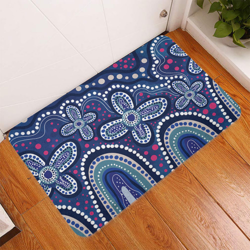 Australia Aboriginal Doormat - Dot painting illustration in Aboriginal style Blue Doormat Australia Aboriginal Doormat - Dot painting illustration in Aboriginal style Blue Doormat