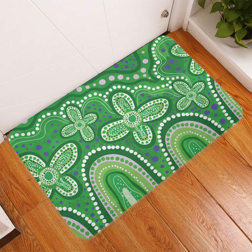 Australia Aboriginal Doormat - Dot painting illustration in Aboriginal style Green Doormat Australia Aboriginal Doormat - Dot painting illustration in Aboriginal style Green Doormat