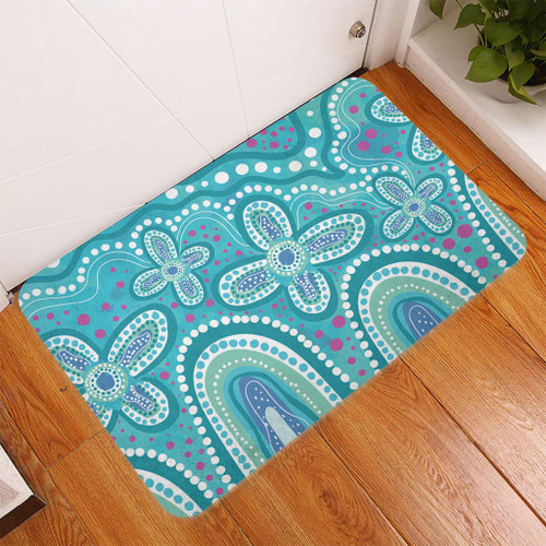 Australia Aboriginal Doormat - Dot painting illustration in Aboriginal style Turquoise Doormat Australia Aboriginal Doormat - Dot painting illustration in Aboriginal style Turquoise Doormat
