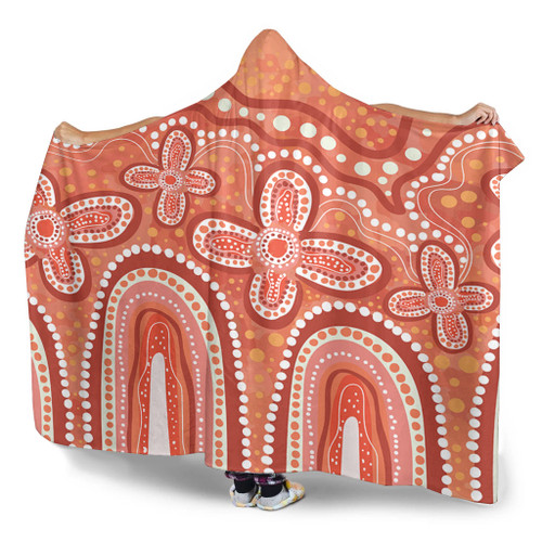 Australia Aboriginal Hooded Blanket - Dot painting illustration in Aboriginal style Orange Hooded Blanket Australia Aboriginal Hooded Blanket - Dot painting illustration in Aboriginal style Orange Hooded Blanket