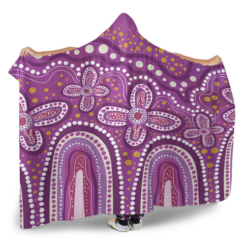 Australia Aboriginal Hooded Blanket - Dot painting illustration in Aboriginal style Pink Hooded Blanket Australia Aboriginal Hooded Blanket - Dot painting illustration in Aboriginal style Pink Hooded Blanket