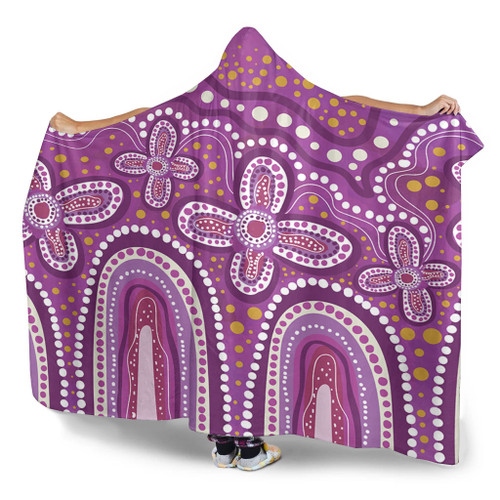 Australia Aboriginal Hooded Blanket - Dot painting illustration in Aboriginal style Pink Hooded Blanket Australia Aboriginal Hooded Blanket - Dot painting illustration in Aboriginal style Pink Hooded Blanket