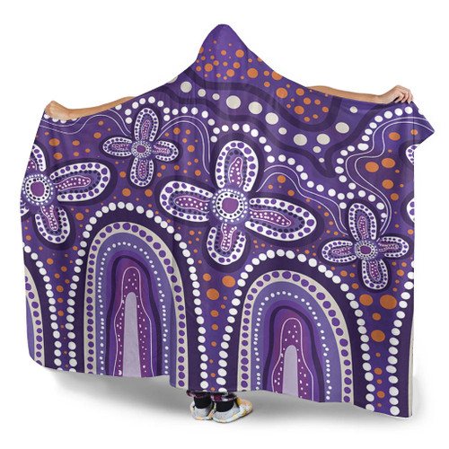 Australia Aboriginal Hooded Blanket - Dot painting illustration in Aboriginal style Purple Hooded Blanket Australia Aboriginal Hooded Blanket - Dot painting illustration in Aboriginal style Purple Hooded Blanket