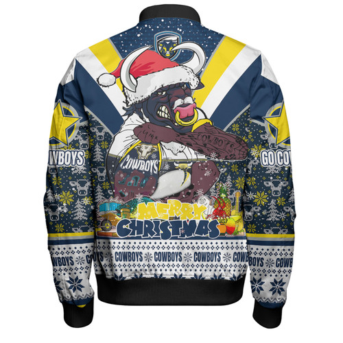 North Queensland Cowboys Christmas Custom Bomber Jacket - North Queensland Cowboys Santa Aussie Big Things Bomber Jacket North Queensland Cowboys Christmas Custom Bomber Jacket - North Queensland Cowboys Santa Aussie Big Things Bomber Jacket