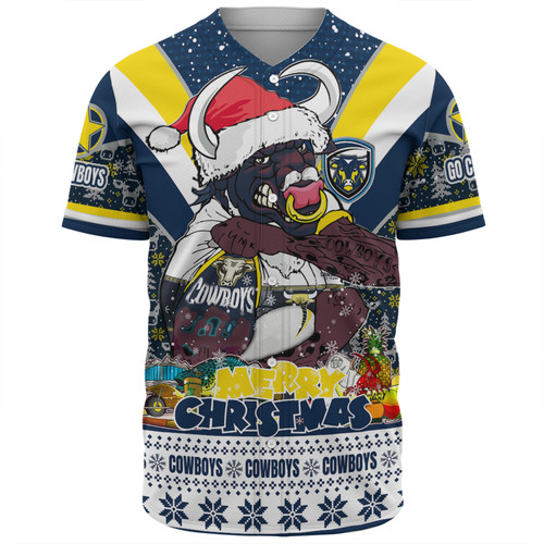 North Queensland Cowboys Christmas Custom Baseball Shirt - North Queensland Cowboys Santa Aussie Big Things Baseball Shirt