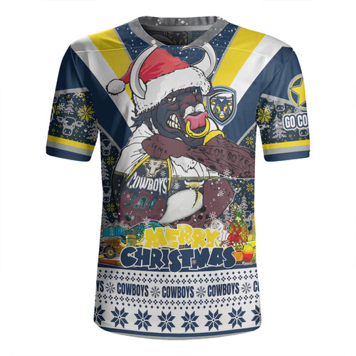 North Queensland Cowboys Christmas Custom Rugby Jersey - North Queensland Cowboys Santa Aussie Big Things Rugby Jersey