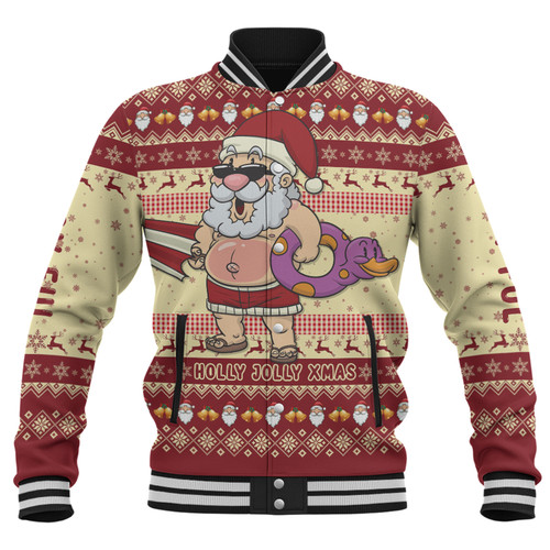 Australia Christmas Custom Baseball Jacket - Aussie Christmas Santa Summer Vibes Baseball Jacket