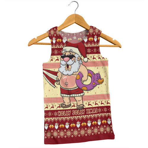 Australia Christmas Custom Men Singlet - Aussie Christmas Santa Summer Vibes Men Singlet