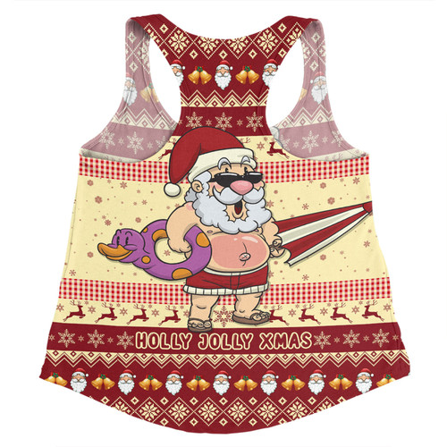 Australia Christmas Custom Women Racerback Singlet - Aussie Christmas Santa Summer Vibes Women Racerback Singlet Australia Christmas Custom Women Racerback Singlet - Aussie Christmas Santa Summer Vibes Women Racerback Singlet