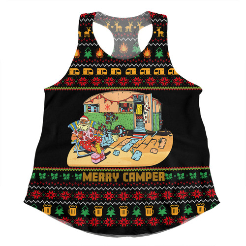 Australia Christmas Custom Women Racerback Singlet - Aussie Christmas Merry Campers Women Racerback Singlet