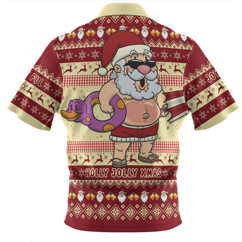 Australia Christmas Custom Zip Polo Shirt - Aussie Christmas Santa Summer Vibes Zip Polo Shirt Australia Christmas Custom Zip Polo Shirt - Aussie Christmas Santa Summer Vibes Zip Polo Shirt