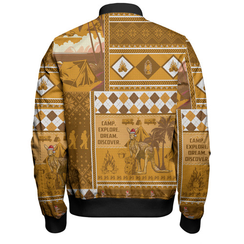 Australia Camping Christmas Bomber Jacket - Xmas Camping With Kangaroo Vintage Bomber Jacket Australia Camping Christmas Bomber Jacket - Xmas Camping With Kangaroo Vintage Bomber Jacket