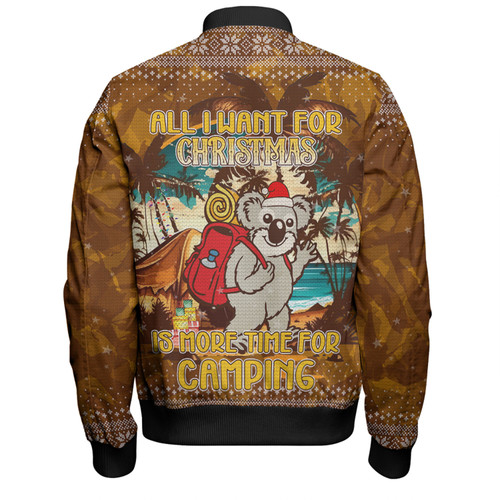 Australia Camping Christmas Bomber Jacket - All I Want For Xmas Is More Time For Camping Bomber Jacket Australia Camping Christmas Bomber Jacket - All I Want For Xmas Is More Time For Camping Bomber Jacket