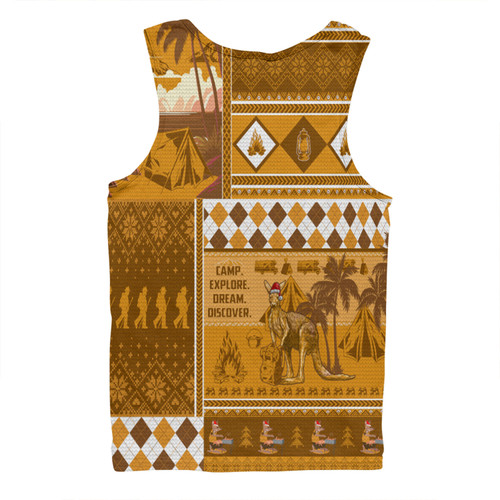 Australia Camping Christmas Men Singlet - Xmas Camping With Kangaroo Vintage Men Singlet Australia Camping Christmas Men Singlet - Xmas Camping With Kangaroo Vintage Men Singlet