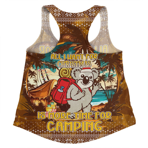 Australia Camping Christmas Women Racerback Singlet - All I Want For Xmas Is More Time For Camping Women Racerback Singlet