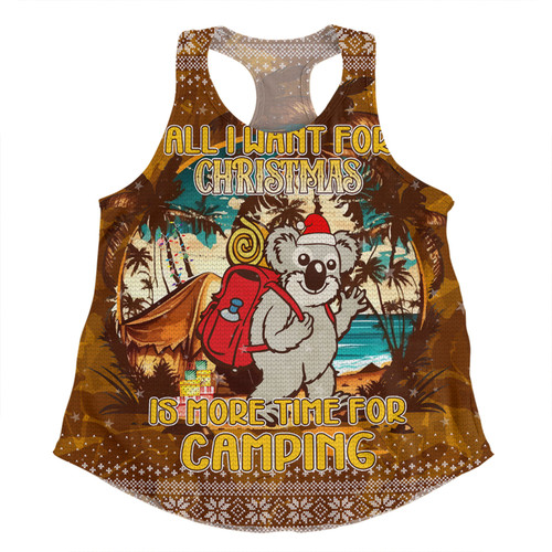 Australia Camping Christmas Women Racerback Singlet - All I Want For Xmas Is More Time For Camping Women Racerback Singlet