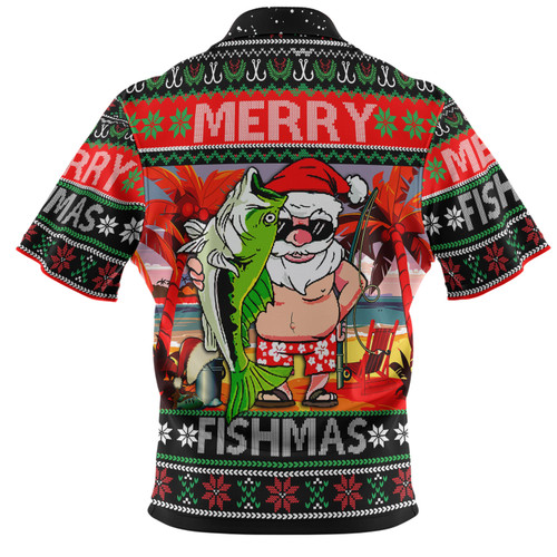 Australia Christmas Fishing Polo Shirt - Merrry Fishmas Angler Santa Claus Polo Shirt Australia Christmas Fishing Polo Shirt - Merrry Fishmas Angler Santa Claus Polo Shirt