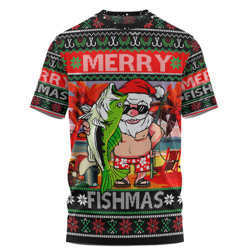 Australia Christmas Fishing T-shirt - Merrry Fishmas Angler Santa Claus T-shirt