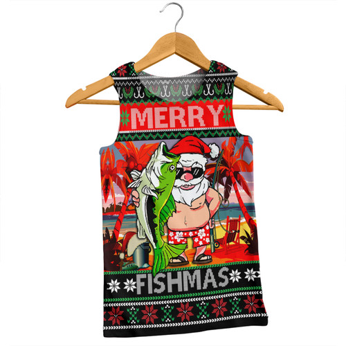 Australia Christmas Fishing Men Singlet - Merrry Fishmas Angler Santa Claus Men Singlet