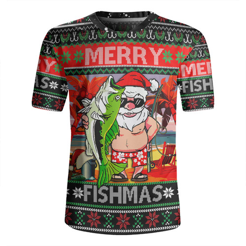 Australia Christmas Fishing Rugby Jersey - Merrry Fishmas Angler Santa Claus Rugby Jersey